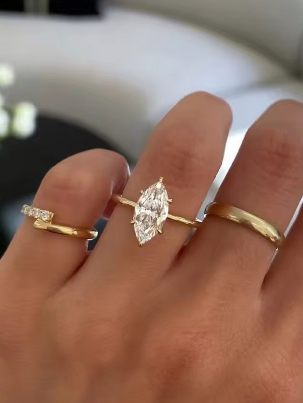 3 ctw Marquise Moissanite Hidden Halo Ring Sz 8
